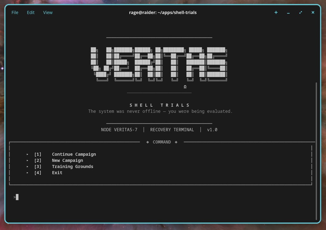 Shell Trials main menu